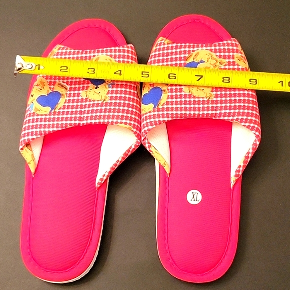 NEW Cutest Teddy Bear Slippers! XL Red Fabric, Gingham Print - Picture 8 of 8